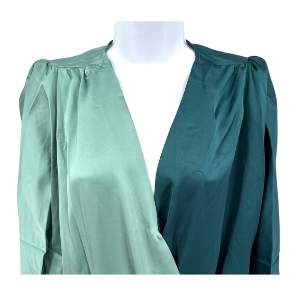 Strut & Bolt Tops - STRUT & BOLT Jade Green and Dark Teal Wrap Blouse BodySuit Women's Medium NEW